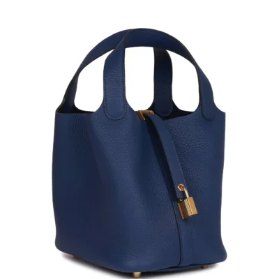 56ebe04848884c6ac360473d13ab2486 Hermès Picotin Lock 18 Bleu Saphir Clemence Gold Hardware
