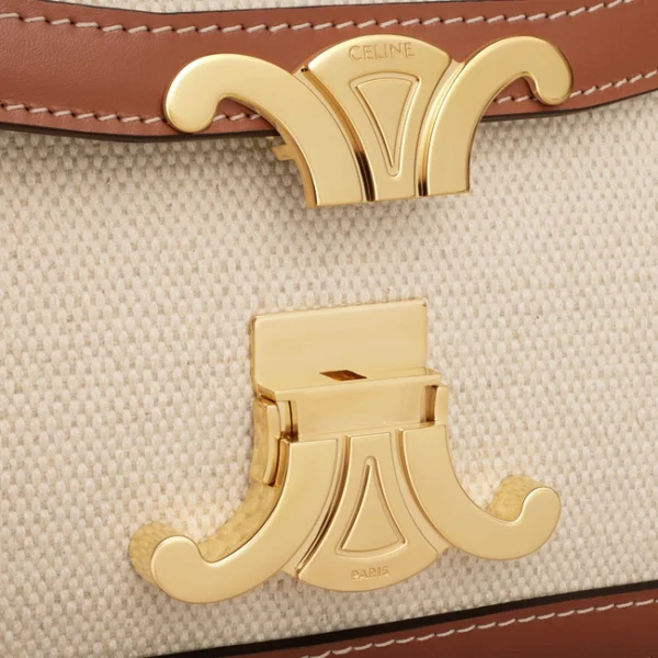 5722acb842c8d60652634472d5b09c4d TEEN TRIOMPHE BAG IN TEXTILE AND CALFSKIN NATURAL / TAN