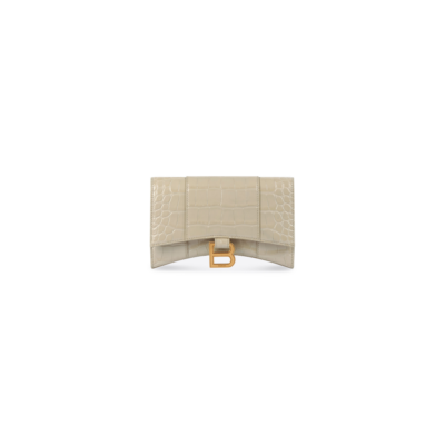 WOMEN'S HOURGLASS WALLET ON CHAIN CROCODILE EMBOSSED IN BEIGE