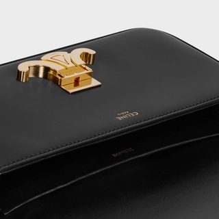 TRIOMPHE SHOULDER BAG IN SHINY CALFSKIN BLACK