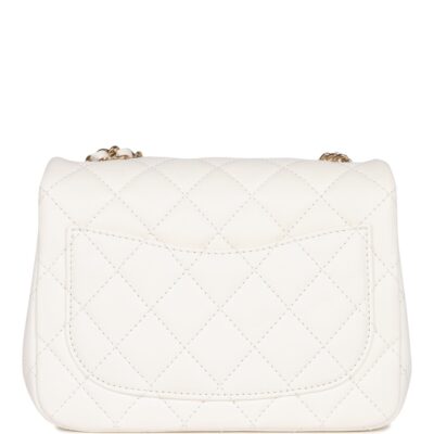 57c5d2bd5050d80bca60b81106f1c417 Chanel Pearl Crush Mini Square Flap Bag White Lambskin Light Gold Hardware
