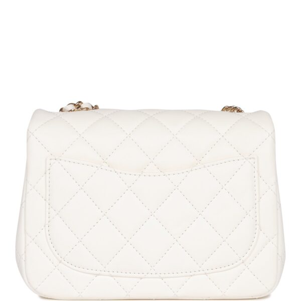 57c5d2bd5050d80bca60b81106f1c417 Chanel Pearl Crush Mini Square Flap Bag White Lambskin Light Gold Hardware