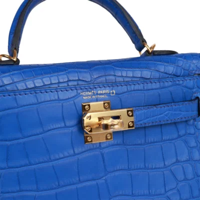 Hermès Kelly Sellier 20 Bleu Royal Matte Alligator Gold Hardware