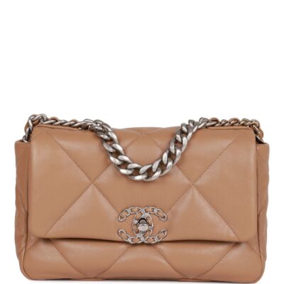 58ba2943d4296645ed35b0235ee84512 Chanel Medium 19 Flap Bag Beige Calfskin Mixed Hardware