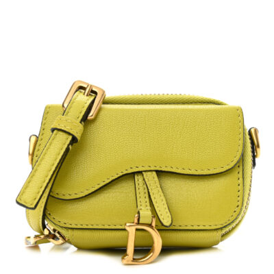 5936d76310770db1472d2b33291fa09b CHRISTIAN DIOR Goatskin Mini Saddle Shoulder Strap Pouch Lime