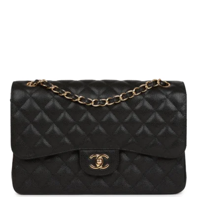 Chanel Jumbo Classic Double Flap Bag Black Caviar Gold Hardware