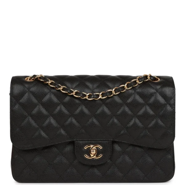 5942eaff7a46185ad9126cffbd65f671 Chanel Jumbo Classic Double Flap Bag Black Caviar Gold Hardware