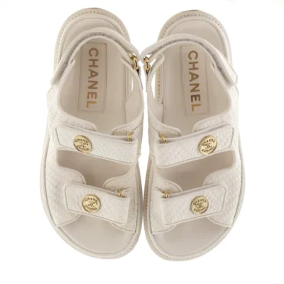 Chanel Women's Velcro Dad Sandals Printed Leather