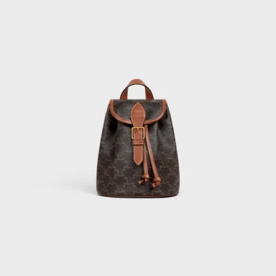 5a4e15a2603bb8cbe3aace0adb4b5c16 MINI BACKPACK FOLCO IN TRIOMPHE CANVAS AND CALFSKIN TAN