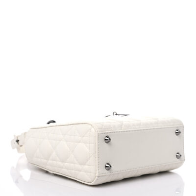 CHRISTIAN DIOR Lambskin Cannage Small My ABCDior Lady Dior White