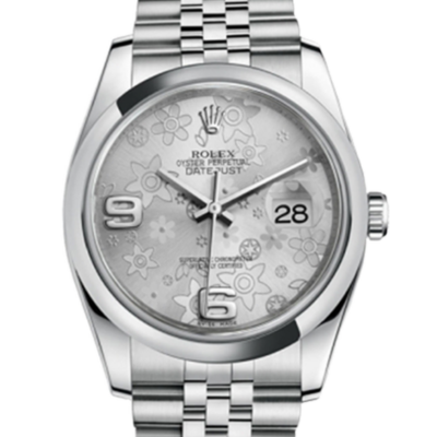 Rolex Datejust 116200SFAJ 36MM Silver Floral Dial Silver-tone Case