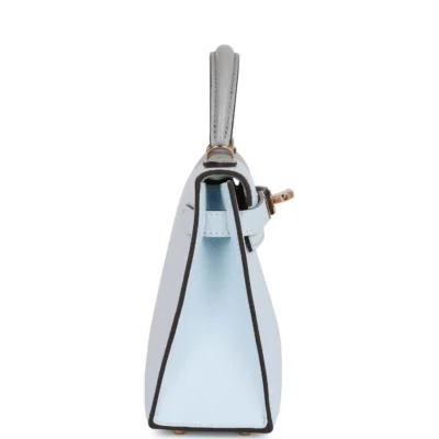 Hermès Special Order (HSS) Kelly Sellier 20 Casaque Bleu Brume and Gris Meyer Epsom Permabrass Hardware