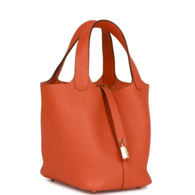 5d2f3df8f11edbd46199b2f26bf872d8 Hermès Picotin Lock 18 Orange Clemence Gold Hardware