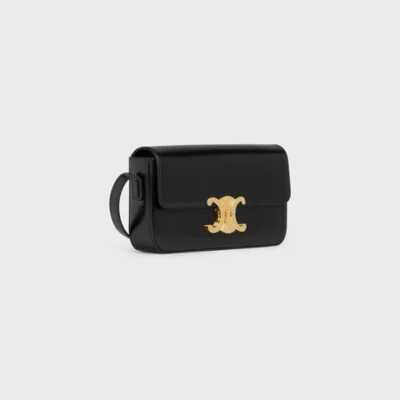 TRIOMPHE SHOULDER BAG IN SHINY CALFSKIN BLACK