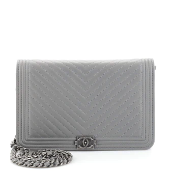 Chanel Boy Wallet on Chain Chevron Calfskin