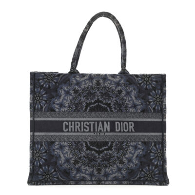 5dac26616a67be32c7e87707ff0bdd38 CHRISTIAN DIOR Canvas Embroidered Large KaleiDioroscopic Book Tote Blue