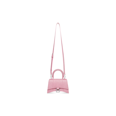 WOMEN'S HOURGLASS XS HANDBAG IN SPARKLING FABRIC IN PINK