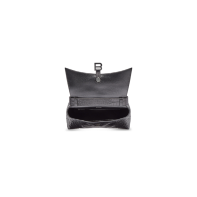 WOMEN'S DOWNTOWN MEDIUM SHOULDER BAG CROCODILE EMBOSSED IN BLACK
