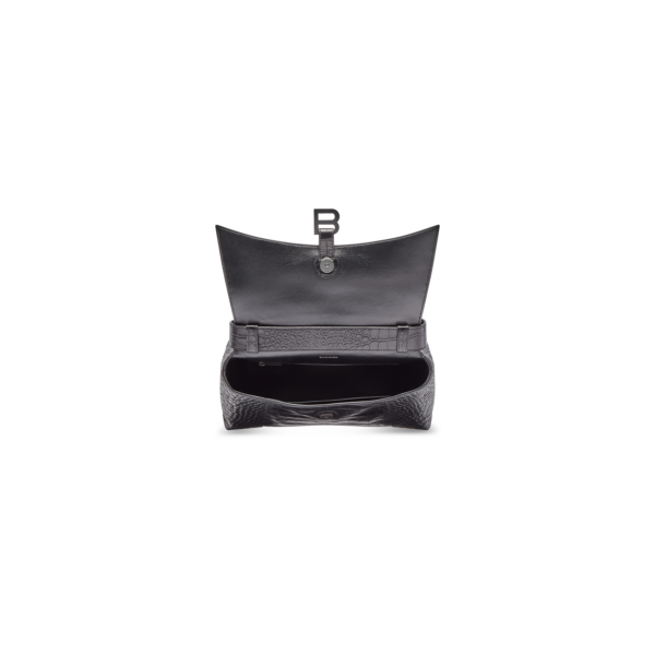WOMEN'S DOWNTOWN MEDIUM SHOULDER BAG CROCODILE EMBOSSED IN BLACK