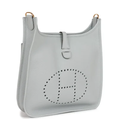 Hermès Evelyne III PM Bleu Pale Clemence Gold Hardware