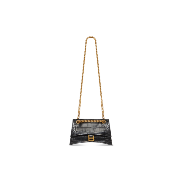 WOMEN'S CRUSH SMALL CHAIN BAG CROCODILE EMBOSSED IN BLACK