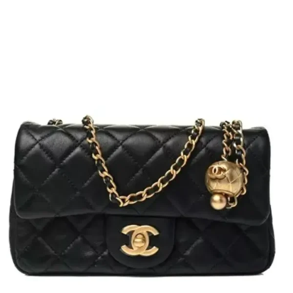 5fd8a108f76fc8f873a5350d4cfd2c55 CHANEL Lambskin Quilted CC Pearl Crush Mini Rectangular Flap Black
