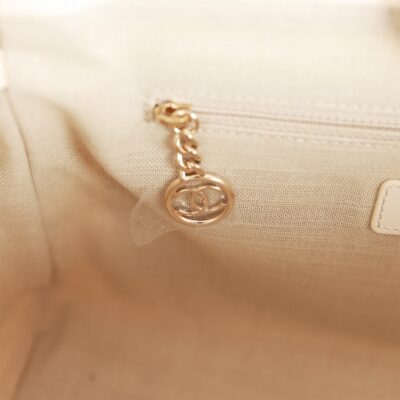 Chanel Small Deauville Shopping Bag White Boucle Light Gold Hardware