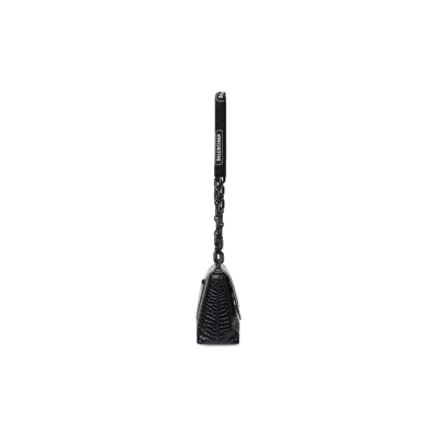 60ca30deb7ba396b1a6bda43832ce06d WOMEN'S DOWNTOWN SMALL SHOULDER BAG WITH CHAIN CROCODILE EMBOSSED IN BLACK