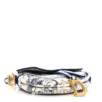 60e850d45a8ab7c271a6fa80948efc84 CHRISTIAN DIOR Canvas Embroidered Around the World Saddle Bag Blue
