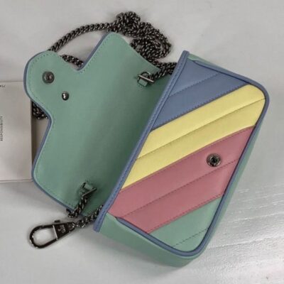 Gucci GG Marmont Super Mini Silver Logo Magnetic Buckle Chian Strap Female Latest Colorful Diagonal Quilted Leather Flap Crossbody Bag