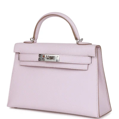 Hermès Kelly Sellier 20 Mauve Pale Epsom Palladium Hardware