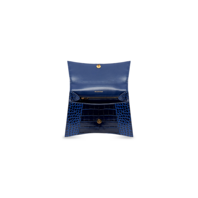 6363b936bc71e46d1c4879f2a0bf92f8 WOMEN'S HOURGLASS SMALL HANDBAG CROCODILE EMBOSSED IN NAVY