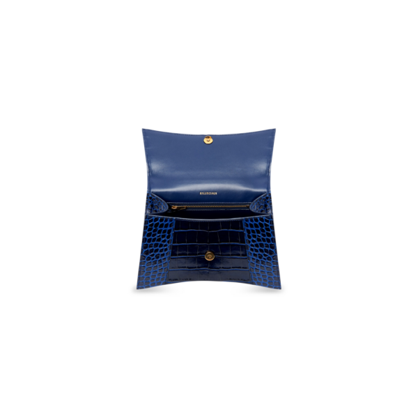 6363b936bc71e46d1c4879f2a0bf92f8 WOMEN'S HOURGLASS SMALL HANDBAG CROCODILE EMBOSSED IN NAVY