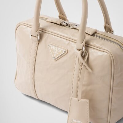 Prada Medium antique nappa leather top handle bag - Desert Beige