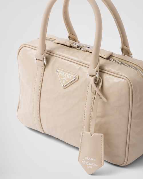 Prada Medium antique nappa leather top handle bag - Desert Beige
