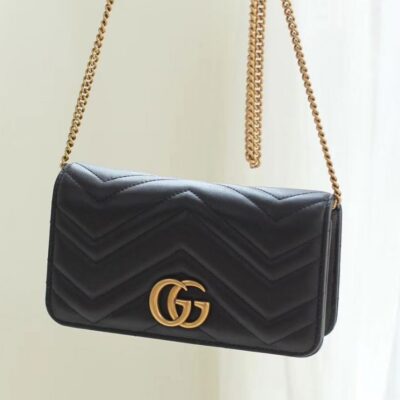 Gucci Marmont GG Mini Quilted Black Leather Cross Body Bag 488426 Black