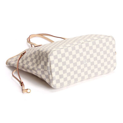 6492fba130d4cab7c0470f0d58606d45 路易威登 N51107 Neverfull MM 棋盘格 Azur 帆布 肩背包