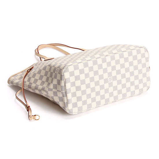 6492fba130d4cab7c0470f0d58606d45 路易威登 N51107 Neverfull MM 棋盘格 Azur 帆布 肩背包