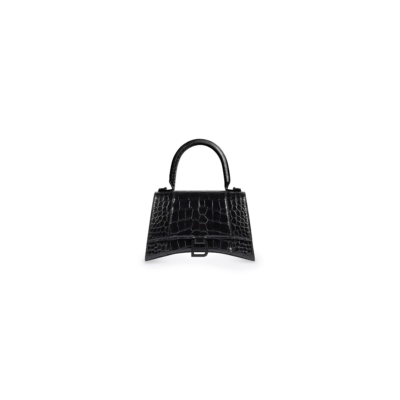 64df83cc54345defa816c54dbce4be23 WOMEN'S HOURGLASS XS HANDBAG CROCODILE EMBOSSED IN BLACK