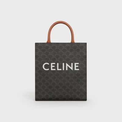 Small Cabas vertical in Triomphe Canvas and calfskin - Tan - TRIOMPHE CANVAS - 2 | CELINE Small Cabas vertical in Triomphe Canvas and calfskin - Tan - TRIOMPHE CANVAS - 3 | CELINE Small Cabas vertical in Triomphe Canvas and calfskin - Tan - TRIOMPHE