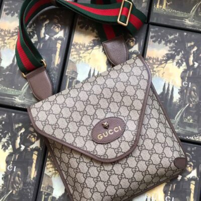 古驰 Neo 复古 GG 598604 深色 咖啡色 中号邮差包