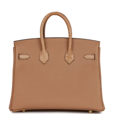 Hermès Birkin 25 Chai Matte Alligator and Togo Touch Permabrass Hardware
