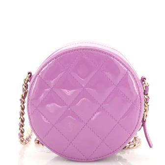 6572fabd38e9286f00a0faa0dbd25878 Chanel Round Clutch with Chain Quilted Patent Mini