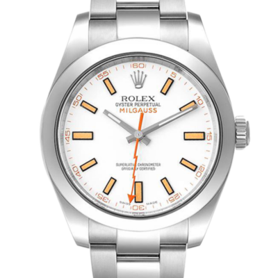 ساعة رولكس Milgauss 116400-72400 40MM مينا باللون الأبيض بعلبة فضية