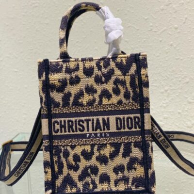 Dior Mini Dior Book Tote Phone Bag Coffee