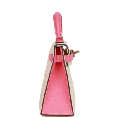 Hermès Special Order (HSS) Kelly Sellier 20 Nata and Rose Azalee Epsom Permabrass Hardware