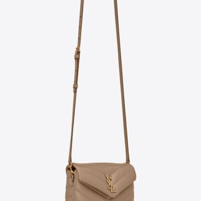 YSL Loulou Toy Bag in Matelasse 'Y' Leather in Greyish Brown