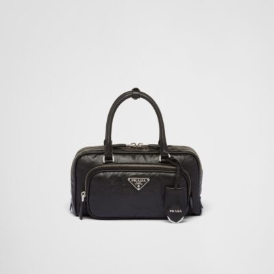 Prada 复古 纳帕皮革 multi-pocket top-handle 黑色 包