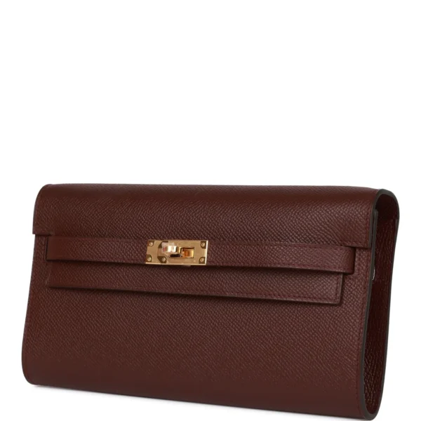 爱马仕 Kelly Go Bordeaux Epsom 金色五金钱包