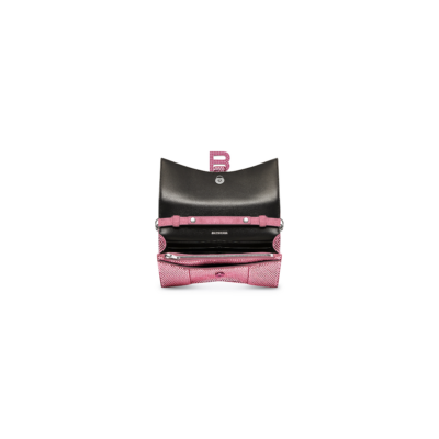 WOMEN'S HOURGLASS WALLET ON CHAIN WITH RHINESTONES IN PINK